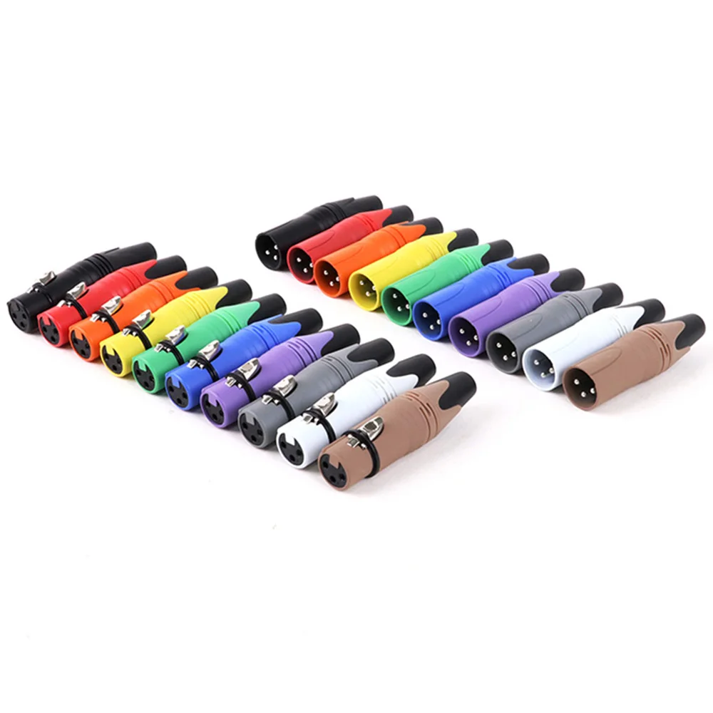 8pcs/4sets 3Pin XLR Male Plug+Female Jack Adapter Audio Wire Connector Cannon MIC Cable Terminal Plug,10 Colors available