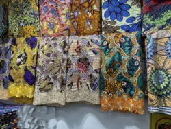 African Heavy Wax Lace Fabric with 3D Flowers Embroidery Cord Voile Lace Wax Cotton Lace Material for Clothing And Home Decor