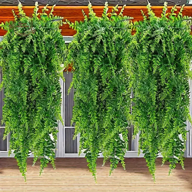 Plantes artificielles de vigne de fougère, fausse plante verte pour maison, mur de chambre, jardin, guirxiété de mariage de printemps, bricolage ouvertement Hoom, 1 pièce, 3 pièces