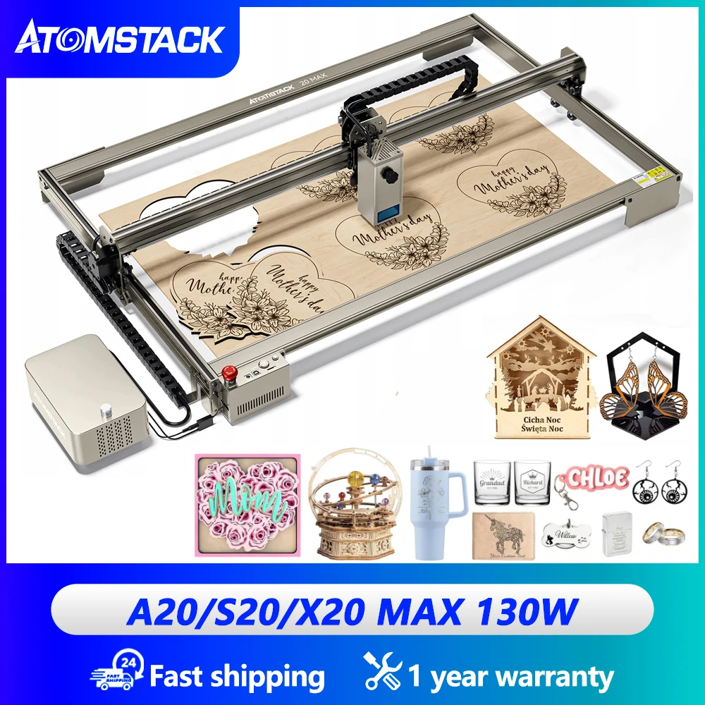 Atomstack S20 Max 130W macchina da taglio Laser con assistenza all\'aria fai da te impresa legno legno metallo carta vetro pelle macchina Laser