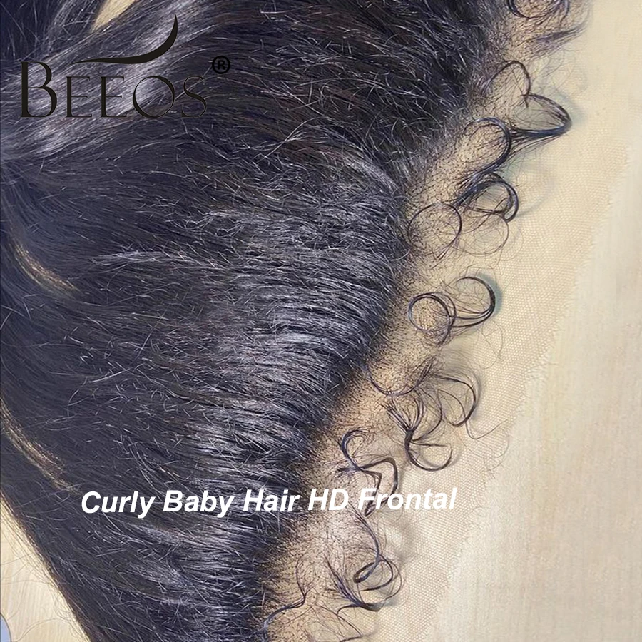 

BEEOS Curly Baby Hair Skinlike 13x6 HD Lace Frontal Human Hair Pre plucked Straight 5x5 HD Lace Closure Only HD Transparent Lace