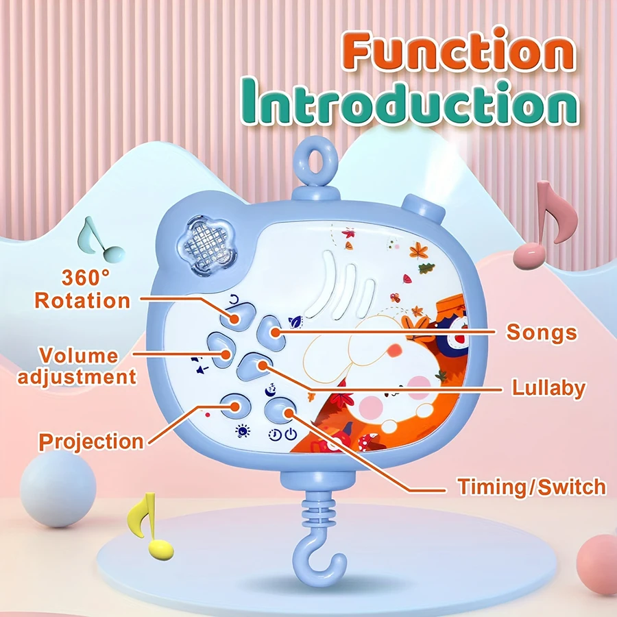 Babywieg Mobiel Met Muziek En Nachtverlichting, Mobiel Voor Wieg Met Rotatie, Afstandsbediening, Projectie, Babywiegspeelgoed Voor Nieuw
