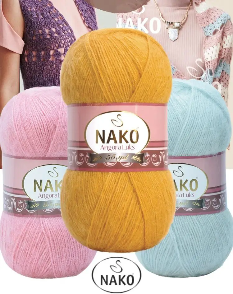 Nako Angora Luxury Wool Hand Knitting Yarn, 100 Grams Of 550 Meters, 50 Color, Premium Acrylic, Mohair, Glitter, Yarn, Home Textile, Autumn, Winter,