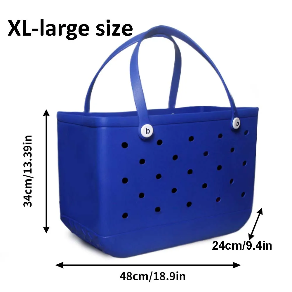 Sacola de praia Eva extra grande impermeável para mulheres, bolsa de piquenique, sacos de compras de borracha, X, XL, 48cm