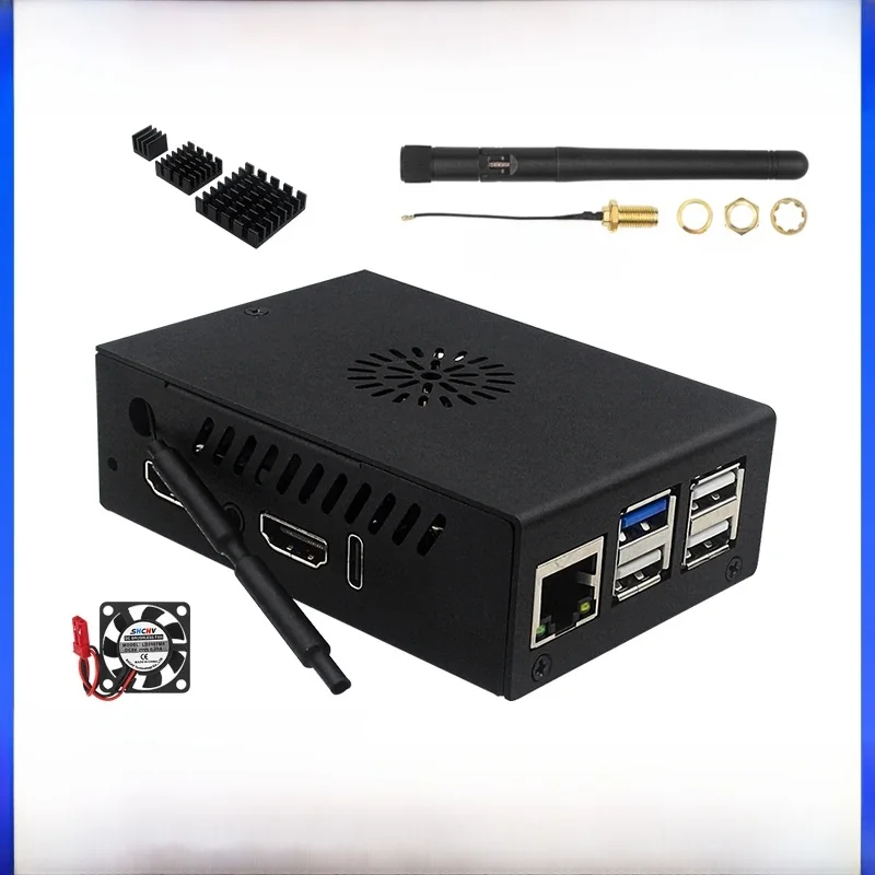 Metalowa obudowa Orange Pi 5 Max ze stopu aluminium z wentylatorem, opcjonalna antena i radiator do OPI 5 Max — zdjęcie produktu 7
