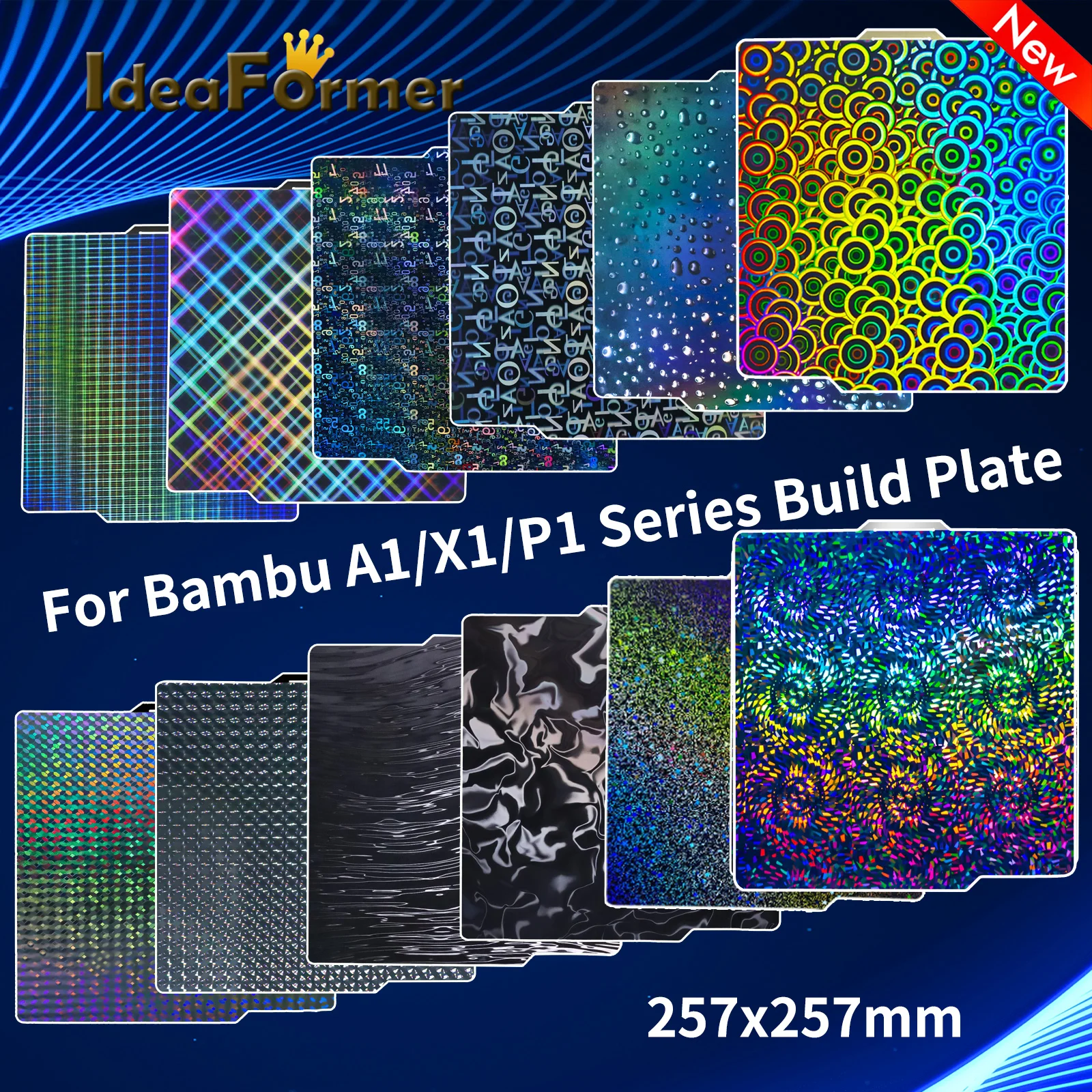 

Для лабораторной сборки Bambu, лист A1 X1 P1P P1S 257x257 мм PEI PET PEO PEY H1H, двухсторонний печатный лист для сборной пластины Bambulab