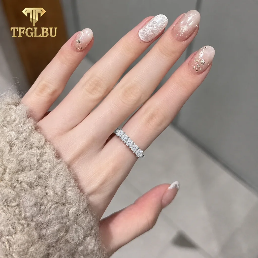 tfglbu-s925-silver-moissanite-ring-for-ladies-5-stone-3mm-heart-moissanite-band-minimalist-daily-fashion-finger-jewelry