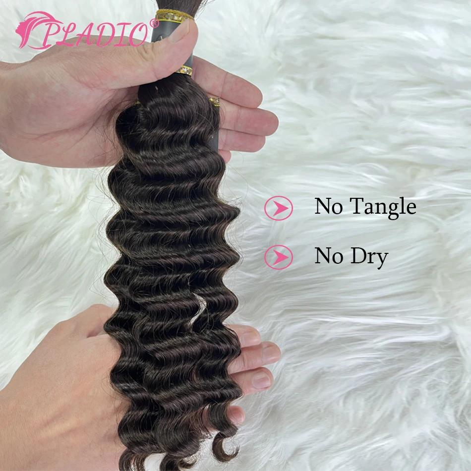 100% Real Human Hair Bulk Hair Extensions Deep Wave Hair Bulk 14-28 Inch 100 Grams Natural Brown Hair For Ins Fashion Women