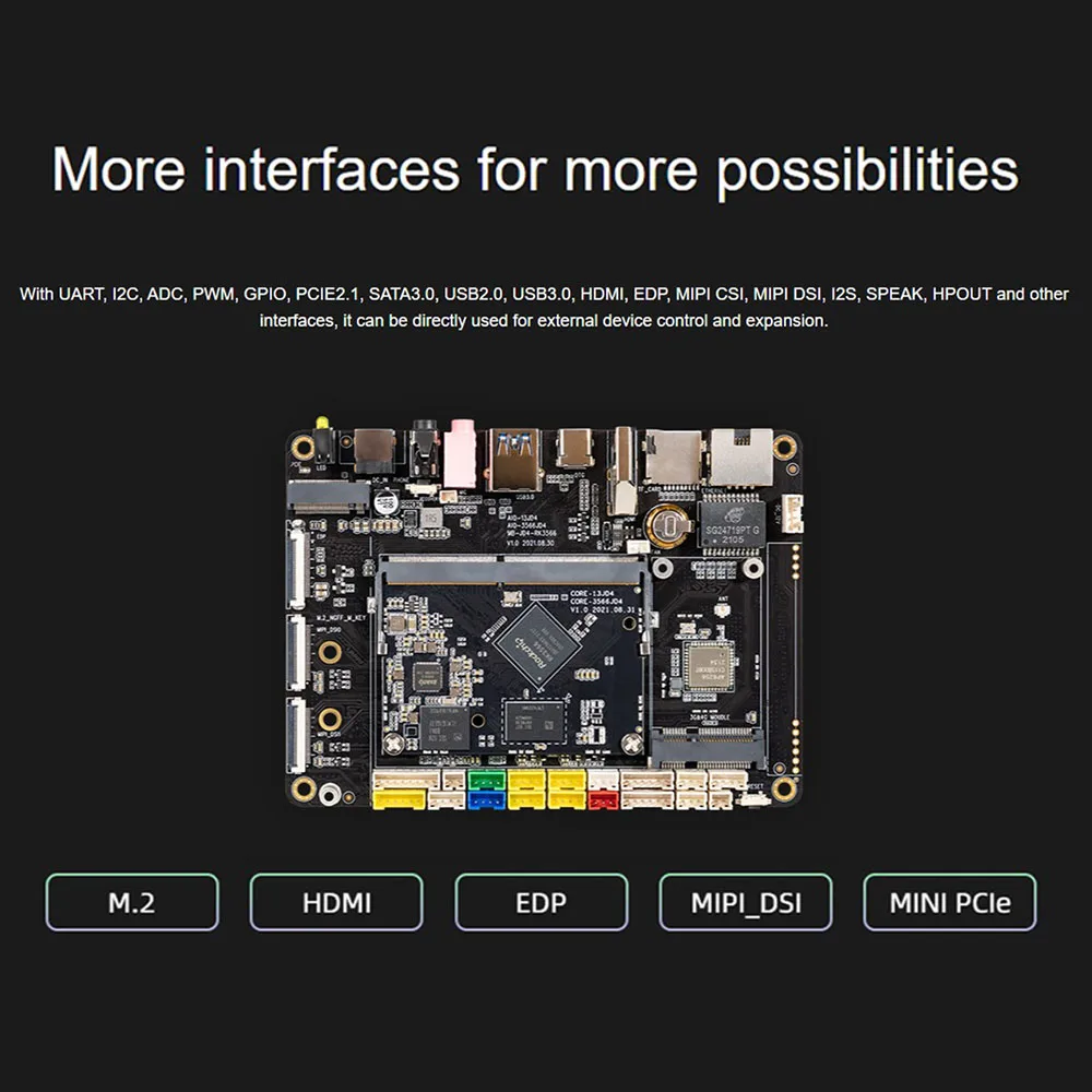 Rk3566 ai mainboard quad-core 64-bit Cortex-A55 processador 1.8ghz 4k 1000mbps ethernet baixa potência gpu npu 1.0 topos sata3.0