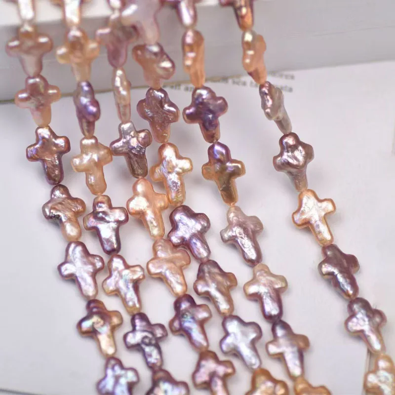 

Wholesale 16 inches 11x15mm Natural Pink Cross Pearls Loose Strand