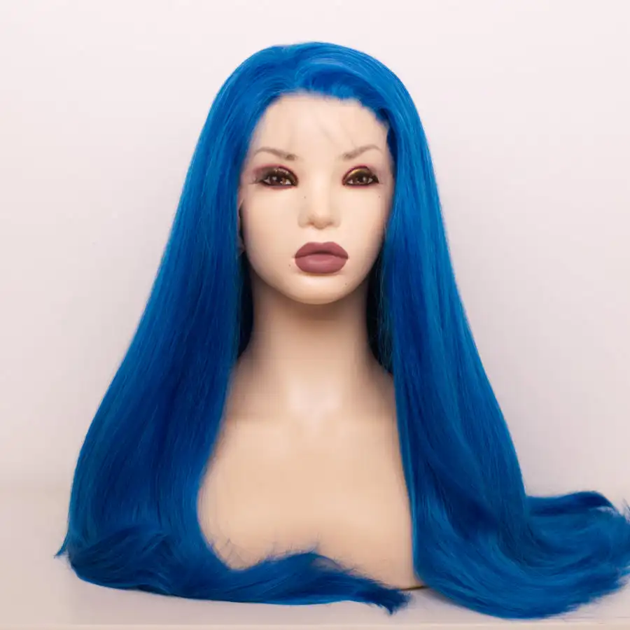 Wig renda depan sintetik HD lurus lembut kualitas tinggi Wig warna-warni merah cerah Couture rambut manusia campuran serat tahan panas