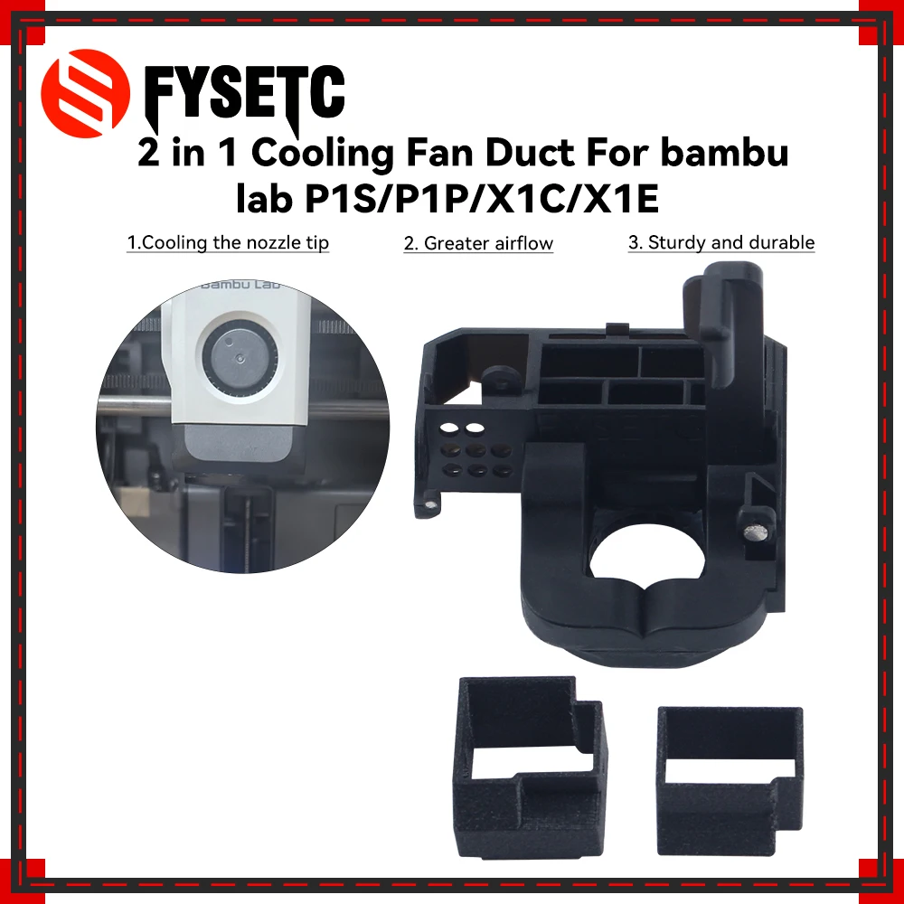 

2 In 1 Cooling Fan Duct For bambu ab P1S/P1P/X1C/X1E Printer Fast Cooling Fan Duct 3D Printer Parts