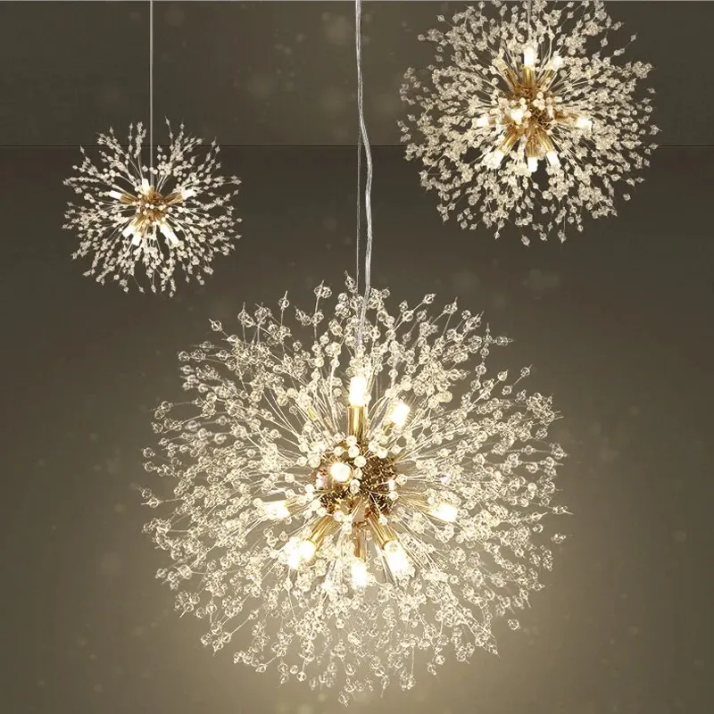 IRALAN Spark Ball LED Chandelier Lighting Dandelion Chandelier Dinning Living Room Bar Personality Creative Art Crystal Lamps