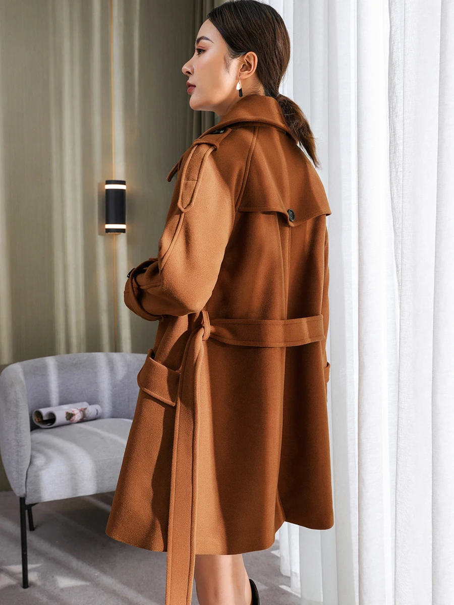 Camel Woolen Coat Mid-length Thickened 2023 Fall/Winter new Fashionable Female Loose Wool Coat Office Lady Grace Outwear