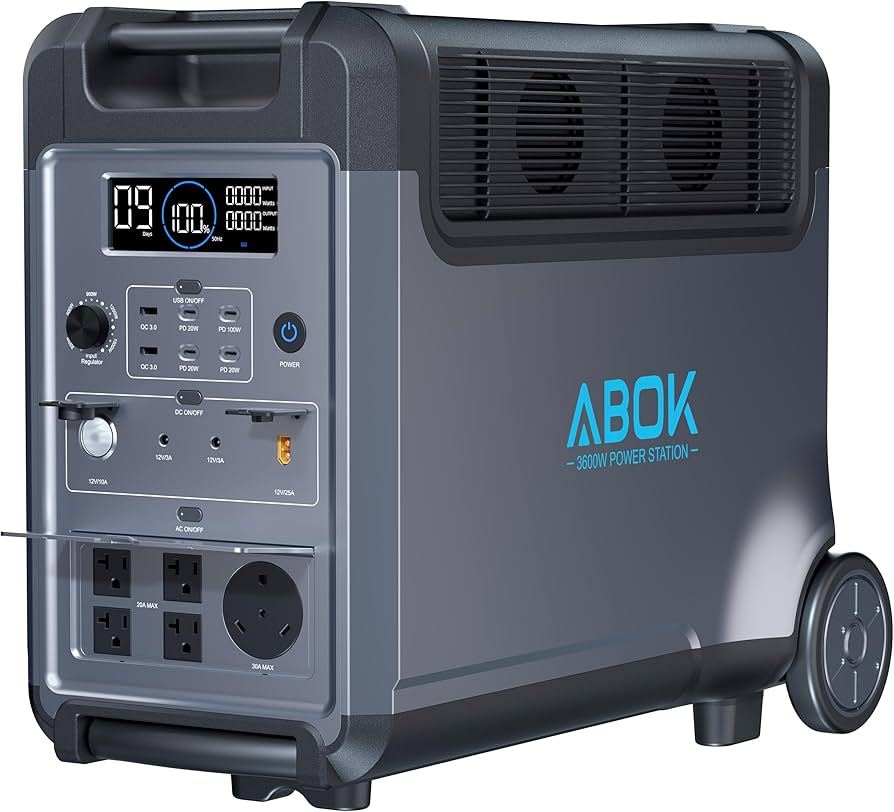 Premium Brand New @@  ABOK Power Station+2 Extra Batteries,4608Wh LiFePO4 Battery,2000W Pure Sine Wave AC Outlet, 4000 Cycles,