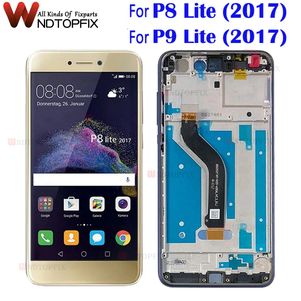 5.2'' Display with Frame For Huawei P8 Lite 2017 LCD Touch Screen Digitizer Assembly P9 Lite 2017 PRA-LA1 PRA-LX1 LCD