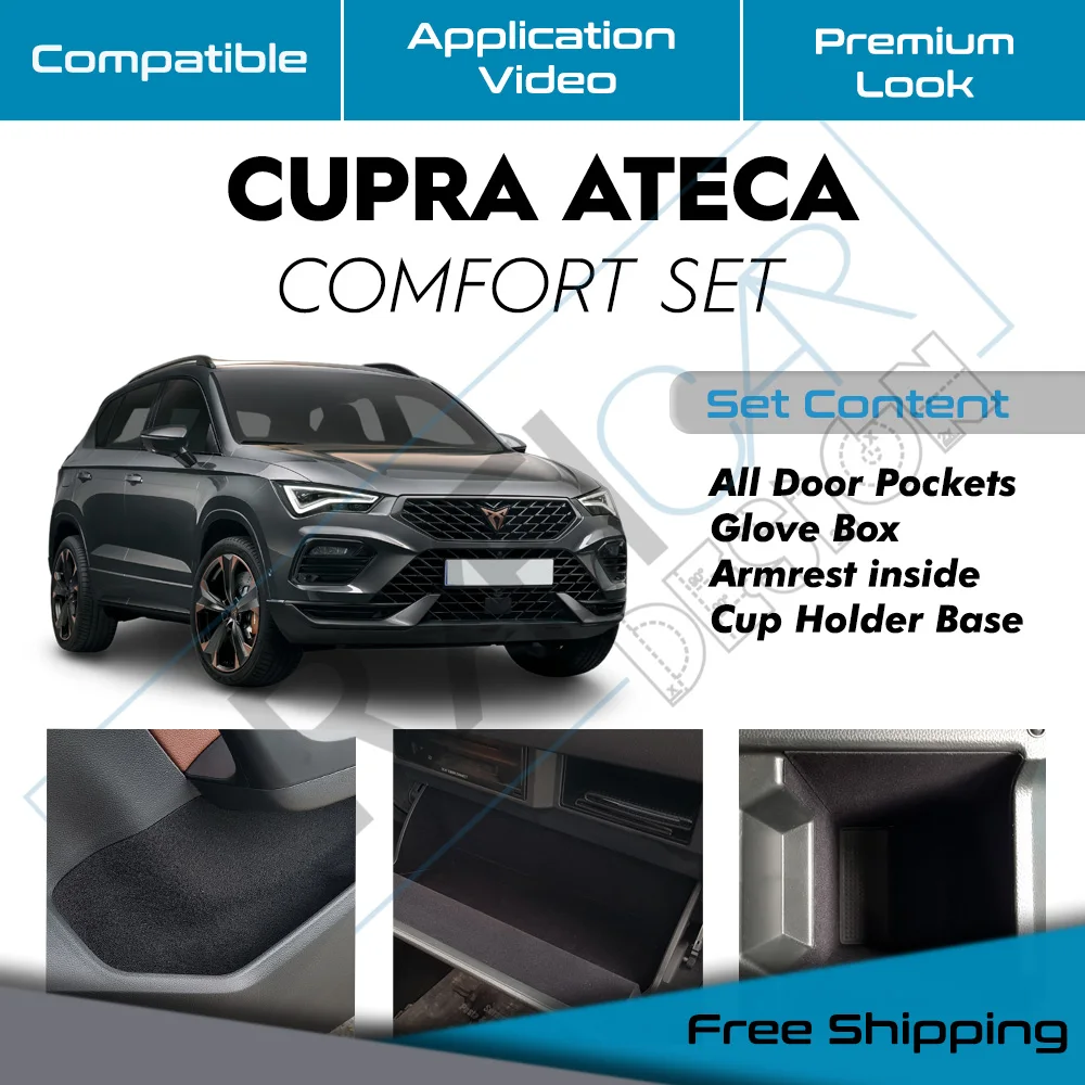 Seat Ateca Cupra Comfort Set-Ready Fabric Coating In-Car Accessory Self-Adhesive Insulation Effective Coating Set