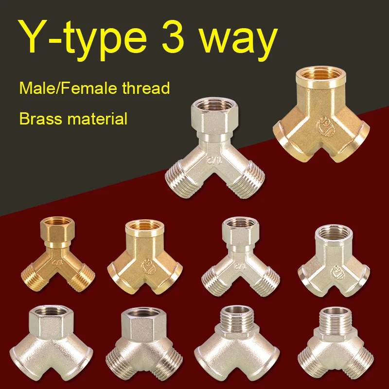 

Трехсторонний соединитель 1/2 дюйма, женский и мужской Y-образный разделитель DN15, блок из никелированной латуни для труб, Соединительный адаптер, водяной газ