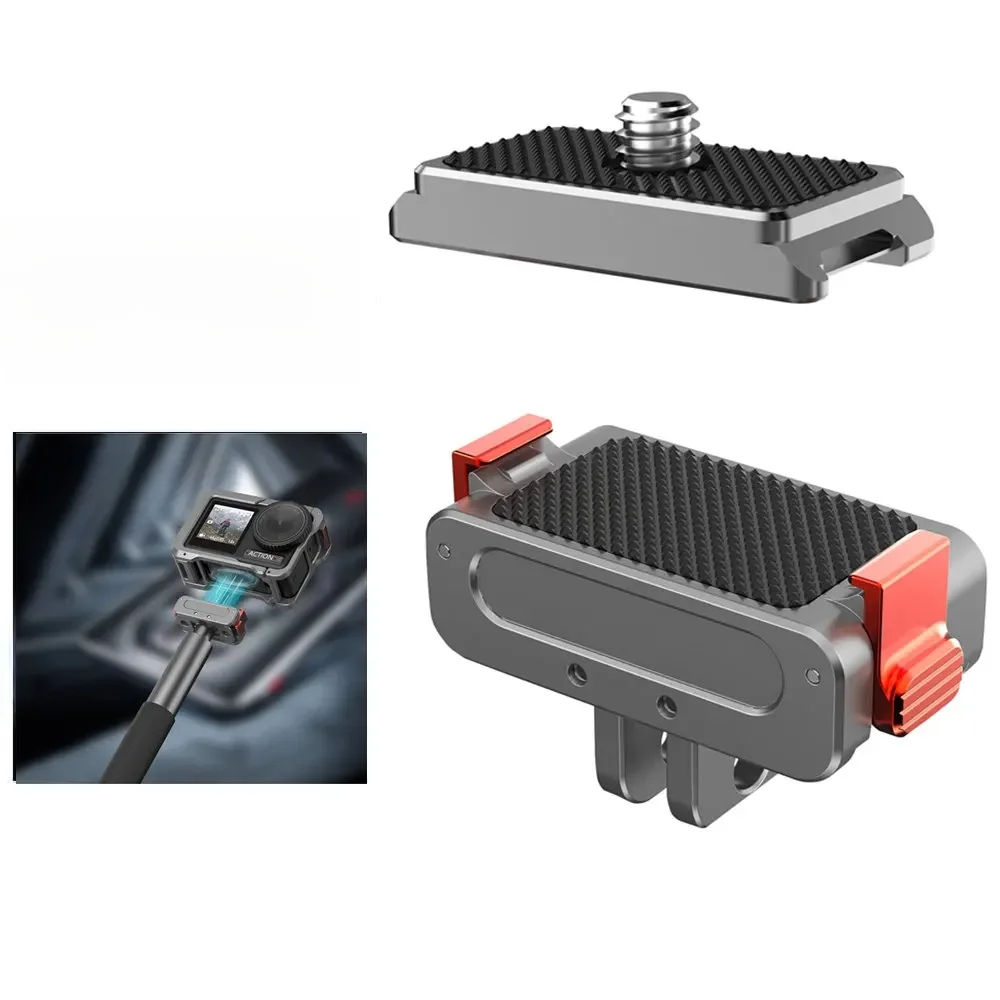 Metalowy magnetyczny uchwyt podstawowy z szybkozłączką Adapter magnetyczny uchwyt jeździecki do akcesoriów do kamer sportowych DJI OSMO Action 4/3/Gopro — zdjęcie produktu 7
