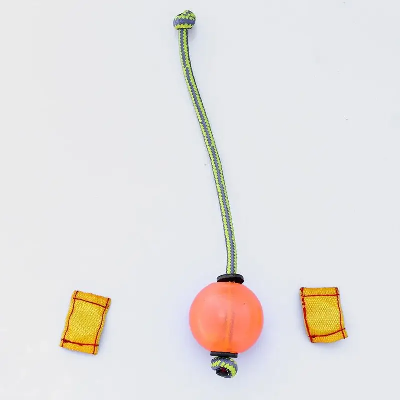 Dog Training Magnetic Ball, Orange Soft Ball with Rope