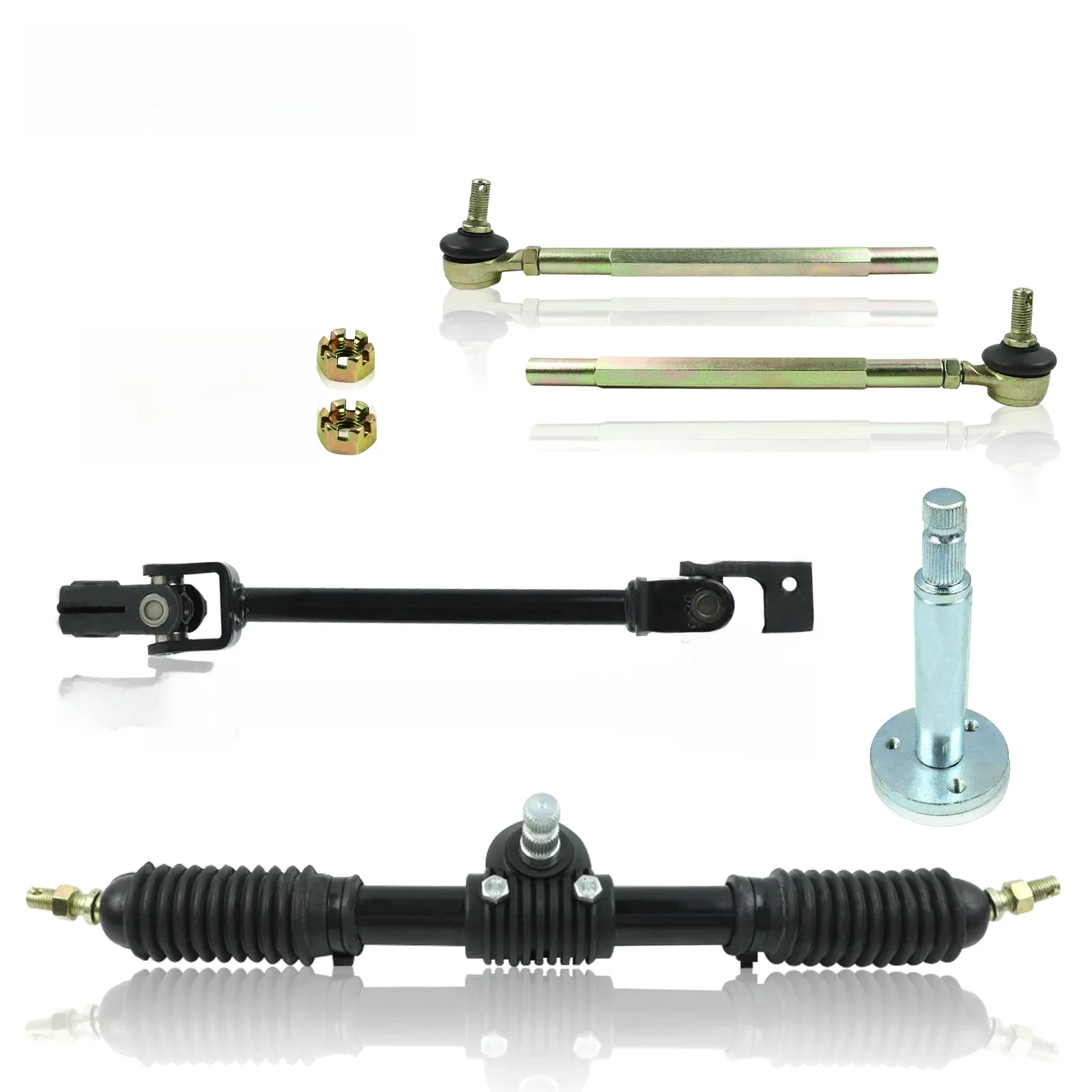 Zestaw części układu kierowniczego 445 mm, drążek kierowniczy 443 mm, regulowany wałek, przekładnia kierownicza wspomagania do ATV Quad 110cc Go Kart — zdjęcie 2