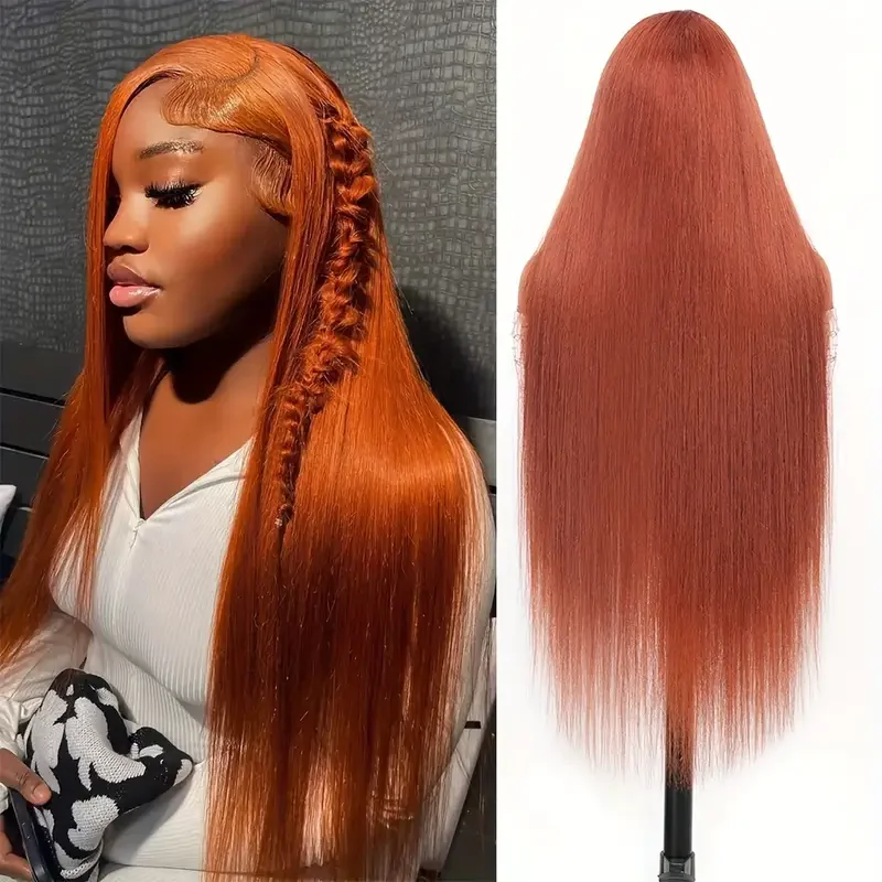 

30 Inch Orange Ginger Lace Front Wigs Human Hair For Women Straight 13x4 4x4 Lace Frontal Wig 350 Colored Pre Plucked Brazilian