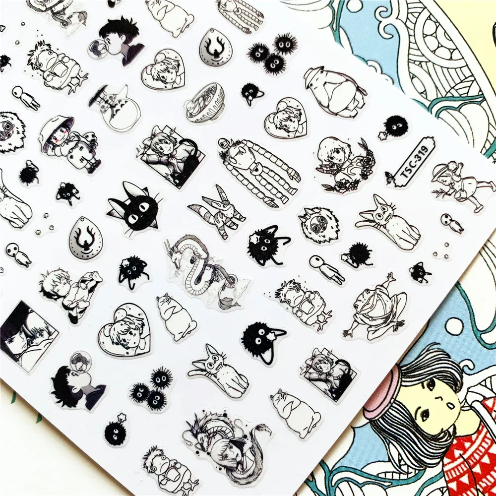 TSC-316 katze mädchen DIY 3D Zurück kleber Nail art Aufkleber Decals Sliders Nagel ornament