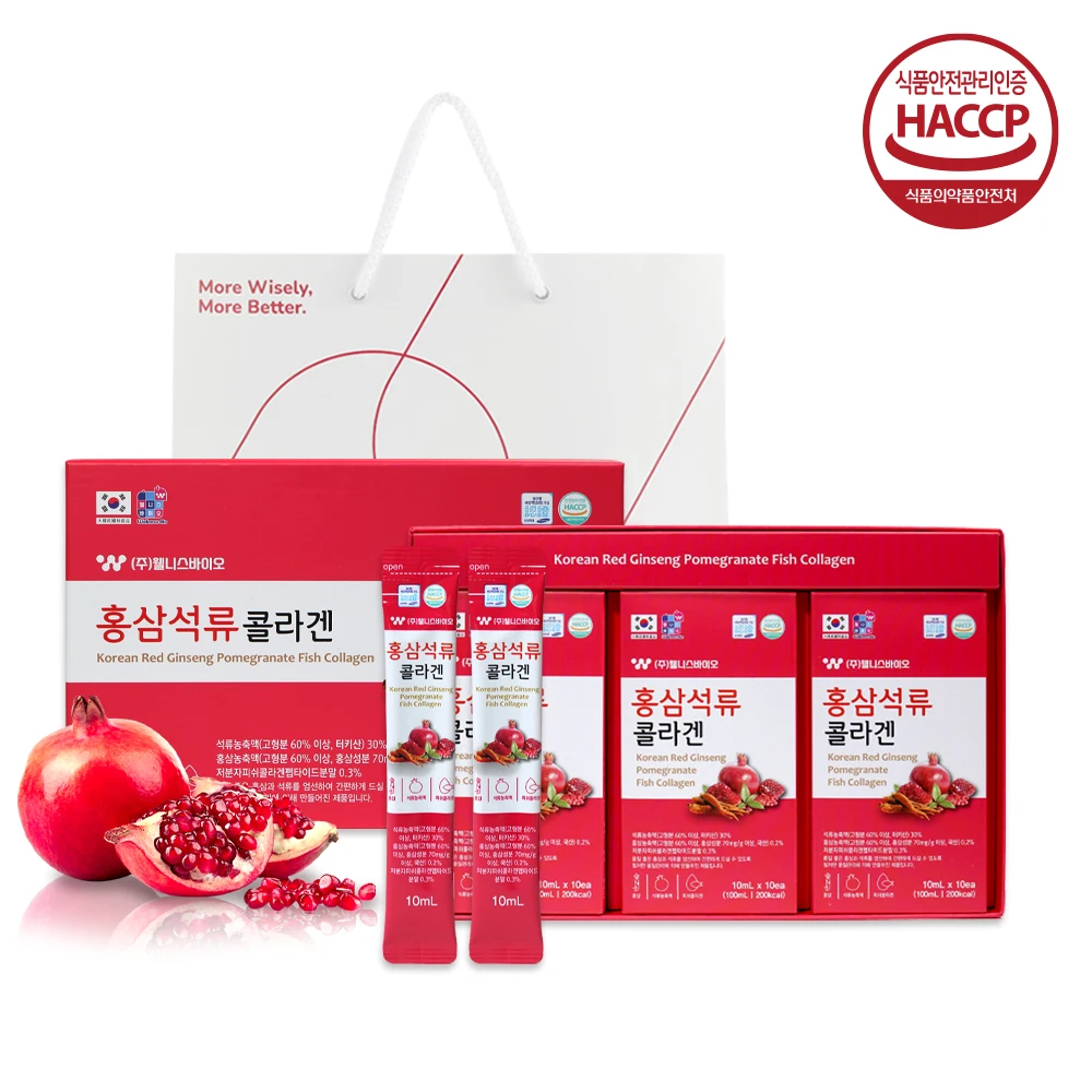 Wellness Vio 6-Year Red Red Ginseng Pomegranate Collagen Low Moleric Fish Peptide Stick 30 PGs