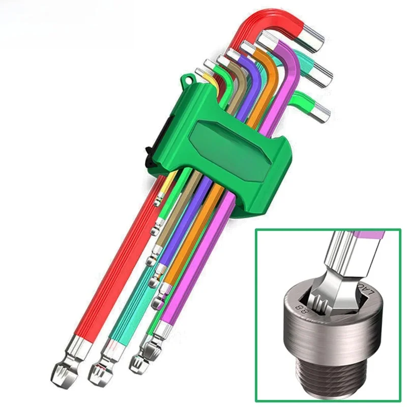 LAOA 9pcs Allen Key Set Wrench Kit For Allen Screw Long Arm Hex Key Set 1.5mm To 10mm Hexagon Spanner Hand Tools