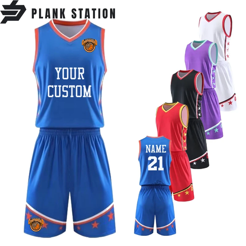 

DIY Customize Basketball Suits Set Men Women Boy Girl Team Uniform Jerseys Sleeveless Shirt Pocket Shorts Quick Dry