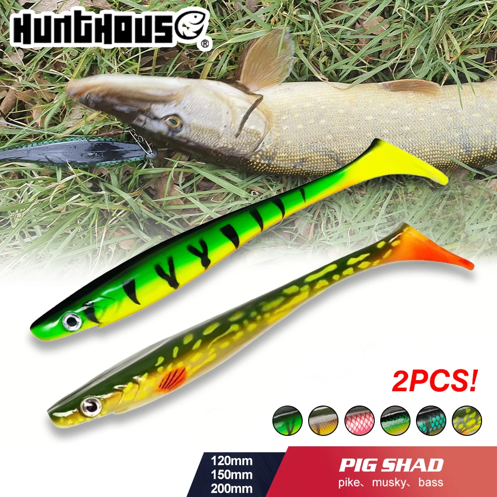 

Hunthouse 2Box Pro Shad Soft Pike Lure 120/150/200mm Paint Printing Lure Paddle Tail Silicone Souple leurre Natural Musky