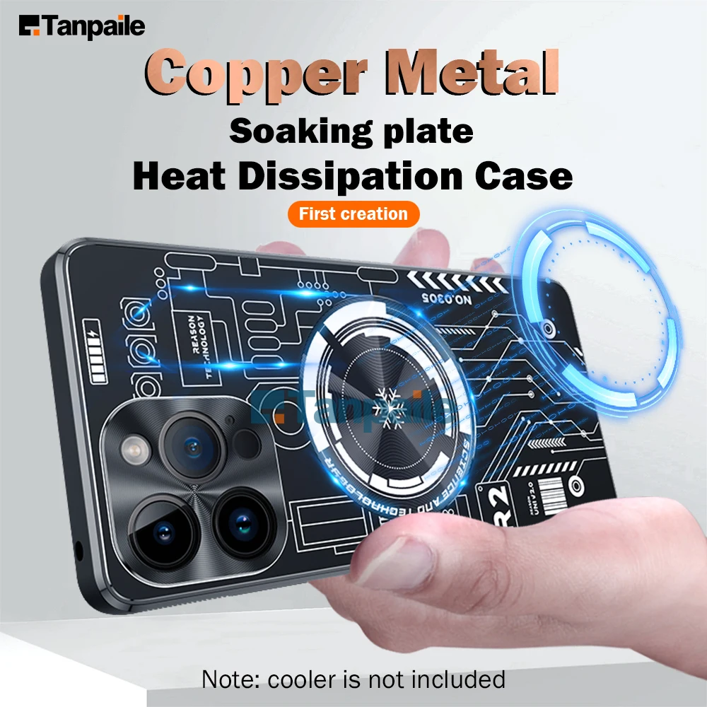 Copper Metal Cooling Case For Apple iphone 16 15 PRO PLUS MAX Case Shockproof Copper Heat Dissipation Metal Back Cover