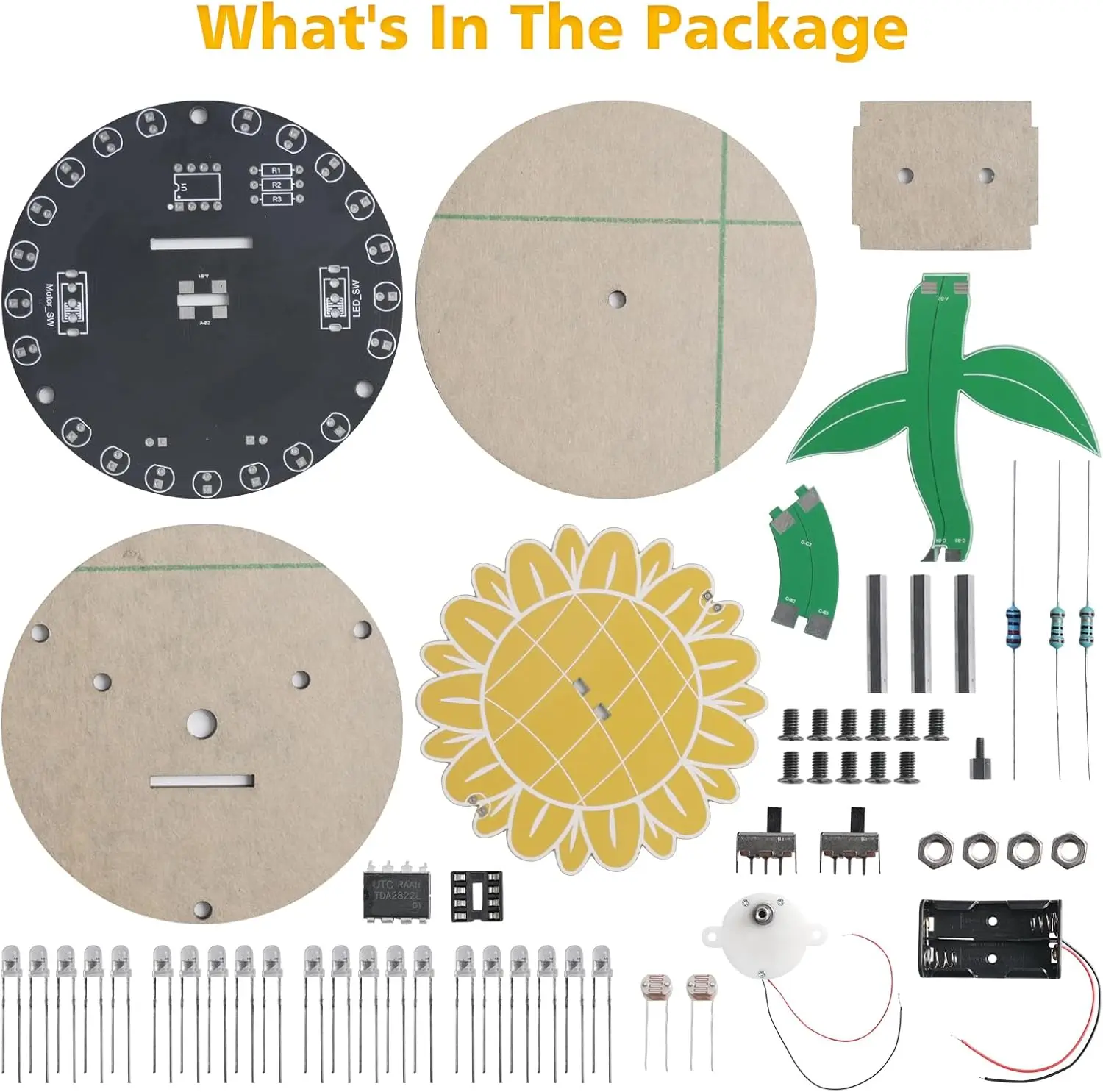 Light Chasing Sunflower Soldering Practice Kit DIY Rotating Sunflower Electronics Kit for Teens Adults School Science Class