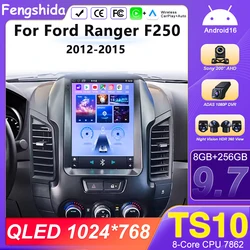 Android 15 Carplay For Ford Ranger F250 2012-2015 Car Radio Multimedia Video Player GPS Navigation 8 core 5G Wifi Touch Display