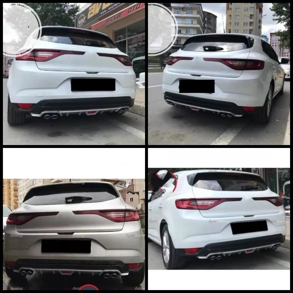 Black ABS Plastic Car-Styling Spoiler Deflector Body Kit Splitter Lip Car Rear Bumper Diffuser For Renault Megane 4 Hatchback