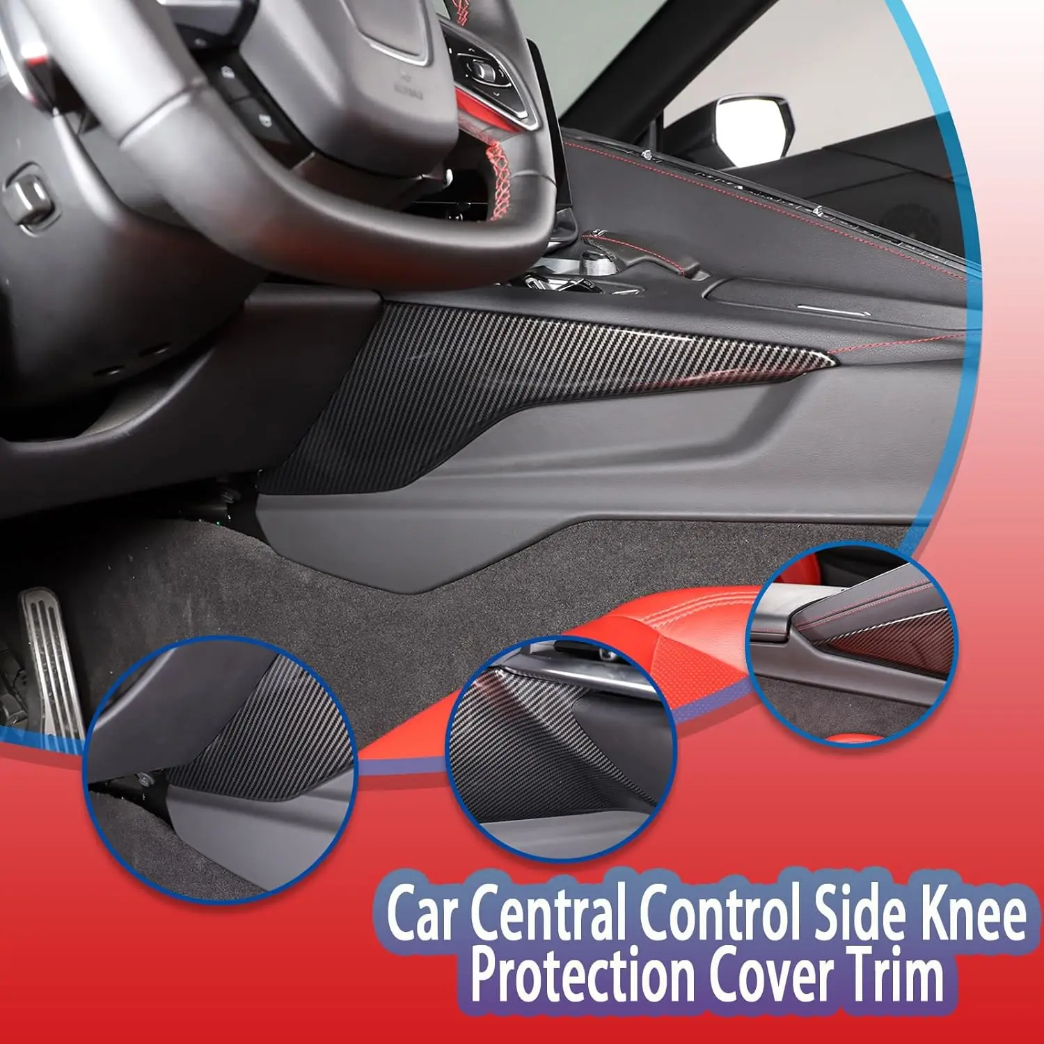 

Carbon Fiber Center Console Sides Panel Cover Trim For Corvette C8 Stingray 2020-24 Gear Shift Panel Side Knee Protection Cover