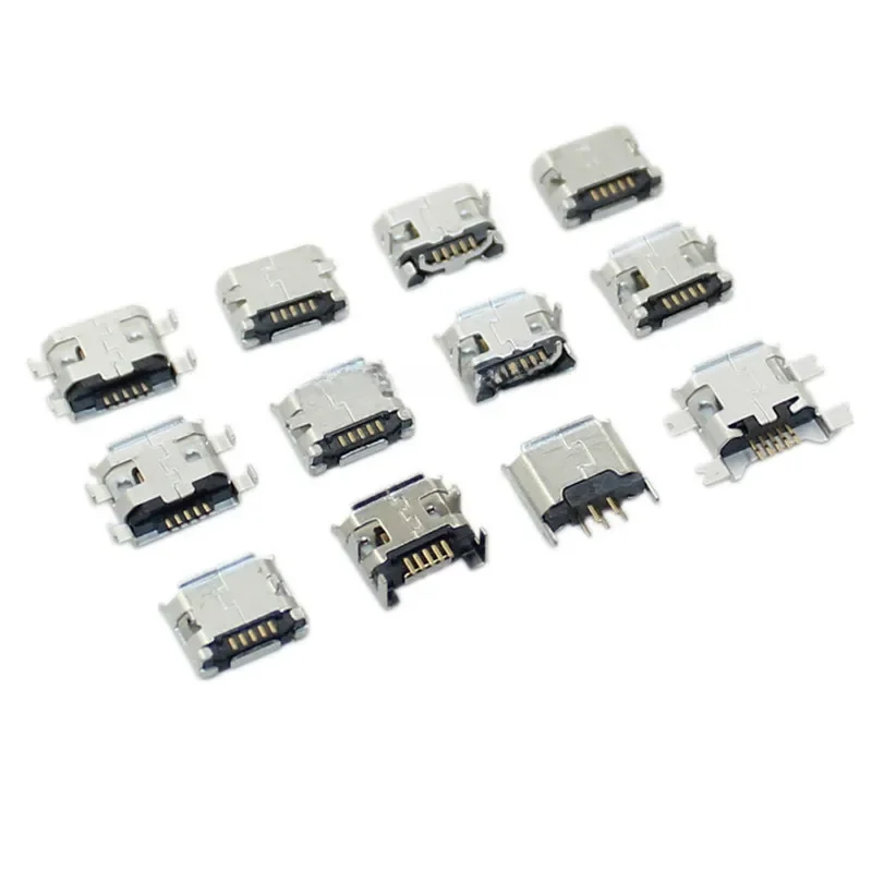 Connecteur de prise Micro USB 5 broches SMT, Type B femelle, Placement SMD DIP, connecteurs de charge USB, 10 pièces/lot