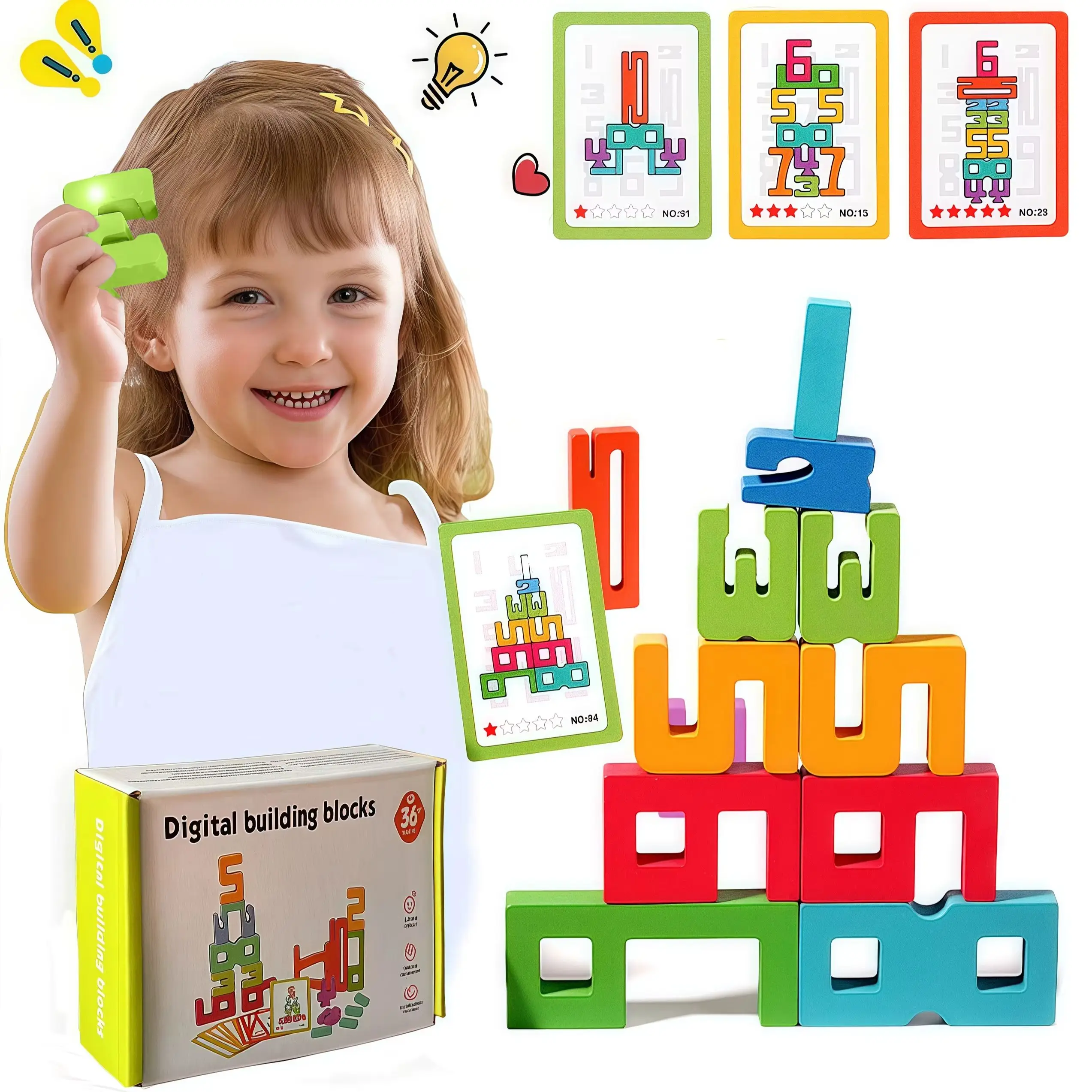 Montessori Math Toys Wooden Number Stacking Building Blocks Digital Balance Toy Preschool Learning Number Toy For Kids Gifts