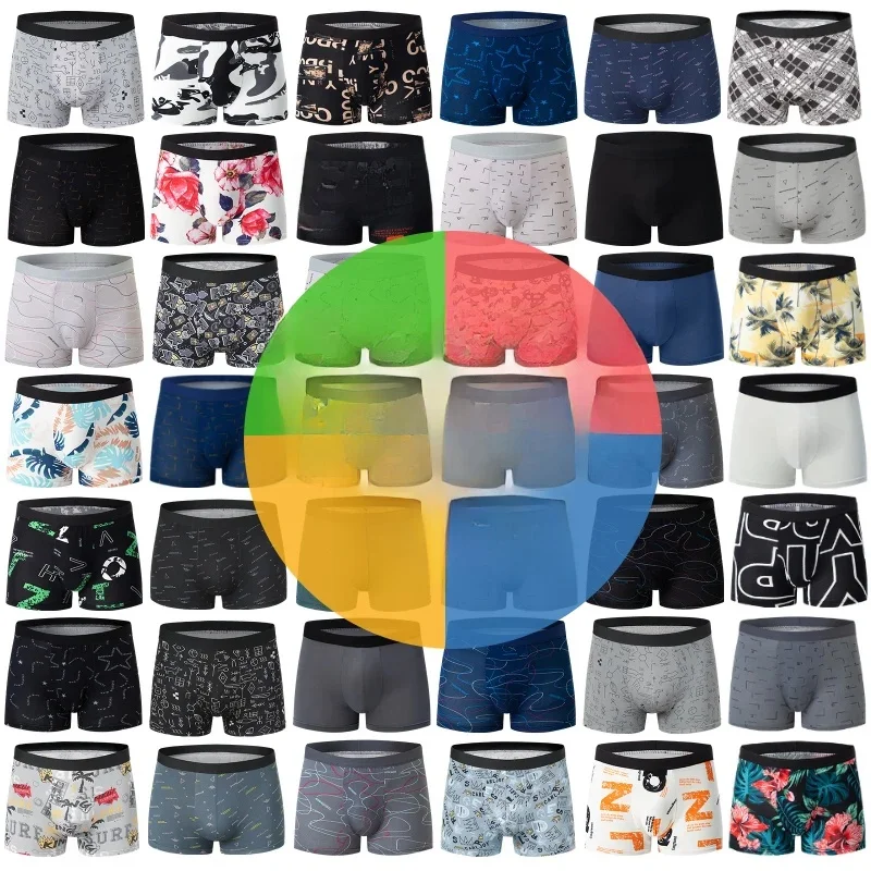 4/10-delige set Europese en Amerikaanse herenmodieuze bedrukte boxershorts losse oversized elastische taille ondergoed basis kort - afbeelding 2
