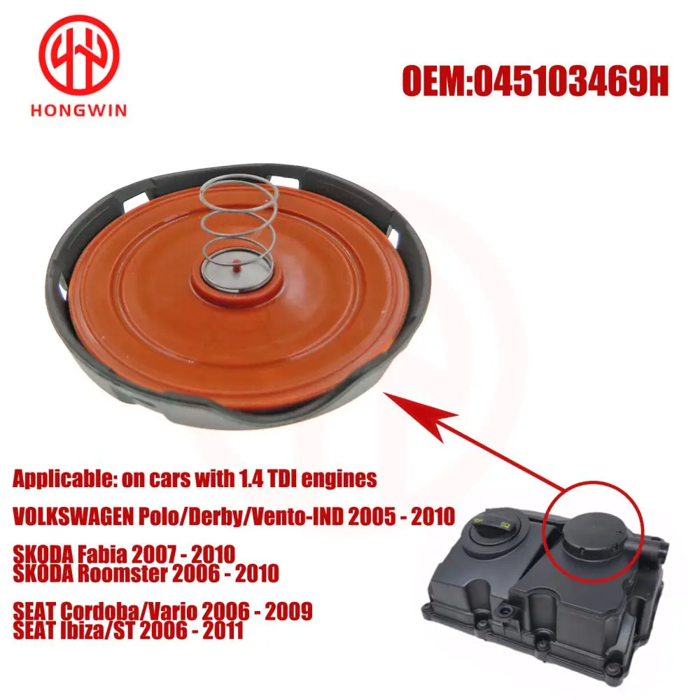 Kit de reparación de cubierta de válvula de motor PCV con membrana para VW, Polo, Skoda, Fabia, Roomster, Seat Cordoba 045103469 TDI, 1,4 H ,045103475E, nuevo