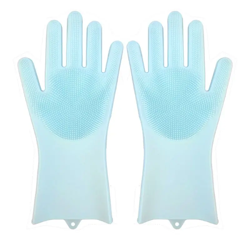 Cleaning Gloves 1 Pair Magic Reusable Pet Bath Household Kitchen Cleaning Tools Brush For Detergent Scrubber Silicone Brush Plus