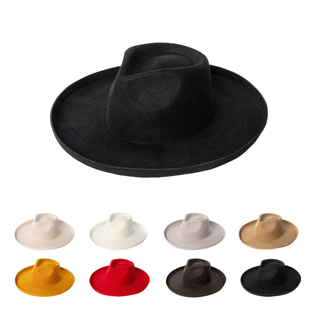 

Rustler | Women's Wool Teardrop-Shaped Rolled Brim Design Red Wool Jazz Hat Outdoor Street Style Wide Brim Hat hats for woman