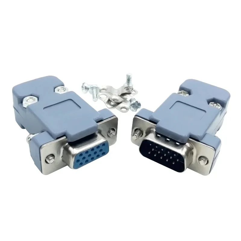 DB15 15 otwór pin 3 rzędy równolegle VGA adapter portu męski wtyk żeński gniazdo lutowane złącze spawane + plastikowa powłoka pokrywa — zdjęcie 2