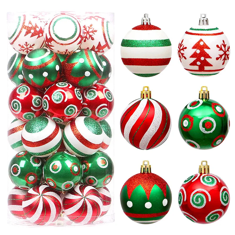 30pcs 6CM Christmas Ball Ornaments Colorful Painted Christmas Tree Pendant Decoration Christmas New Year Decoration Accessories