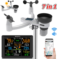 7 In 1 WIFI Weather Station Indoor Outdoor Temperature Humidity Speed Speed Direction Rain UV Wireless Color Console Forecast