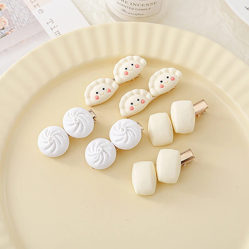 Food Bun Dumpling Steamed bun Hair Clip for Women Girl Korean Small Side BB Hairpin Cute Sweet Headwear Hair Accessories