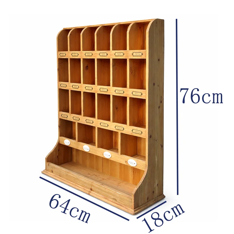 Rustic Solid Wood Wall Cabinet with 24 Compartments, Vintage Apothecary Display Shelf for Bottles, Jars & Home Storage