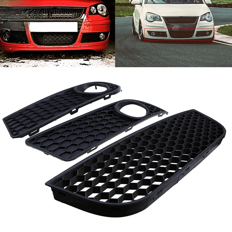 Osłona światła przeciwmgielnego samochodu Dolna kratka zderzaka Lampa przeciwmgielna Kratki wentylacyjne do VW Polo MK4 9N3 2005 2006 2007 2008 2009 Facelift — zdjęcie 2