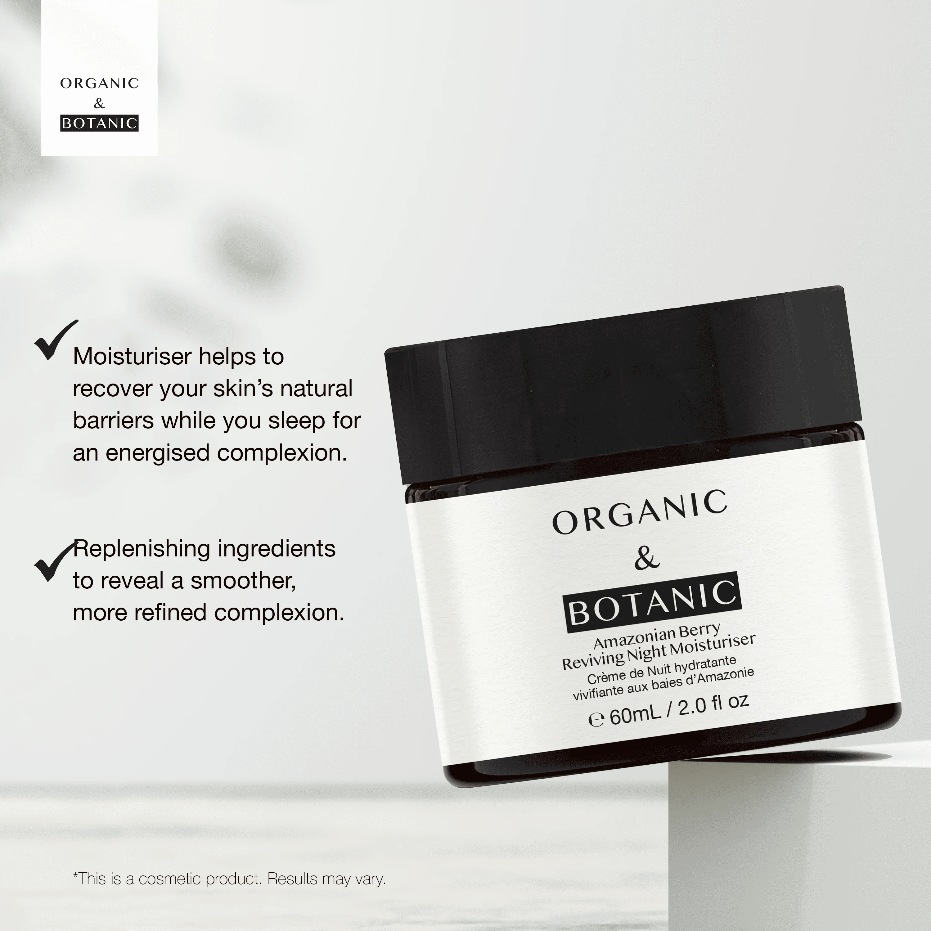 Biologische & Botanische Amazonische Bessen Nachtbevochtiger Met Hyaluronzuur & Vitamine C 60Ml | Hydraterende, Anti-Verouderingsformule