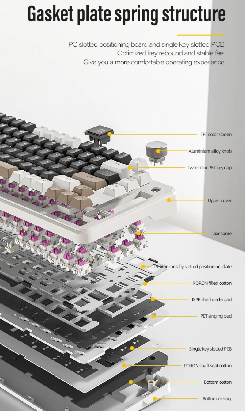 Wireless Mechanical Keyboard 81 Keys 75% Layout Spanish Russian Korean Arabic Keyboard Bluetooth 3 Ways Connection RGB X85 Pro